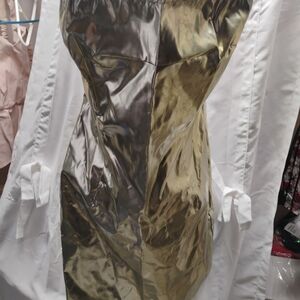 D&G Ittierre sPa Gold Metallic Midi Dress